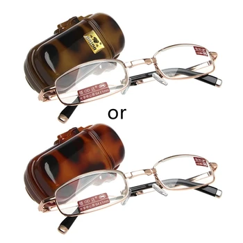 1 шт. мини-складные очки для чтения, металлический полнокадровый футляр для очков + 1,00- + 4,00
