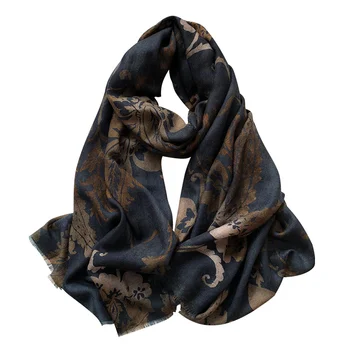 100% Кашемировый шарф, женская теплая мягкая осенне-зимняя тонкая модная шаль с увеличенным принтом 2020 года.