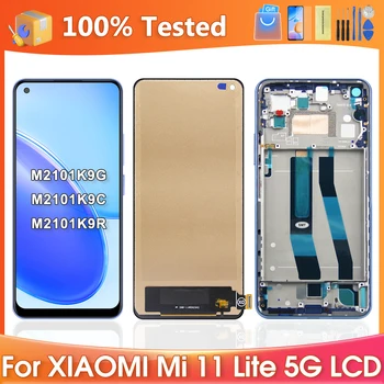 100% Тест Для Xiaomi Mi 11 Lite 5G M2101K9G M2101K9C M2101K9R ЖК-Дисплей Сенсорный Экран Дигитайзер В Сборе Запасные Части Панели