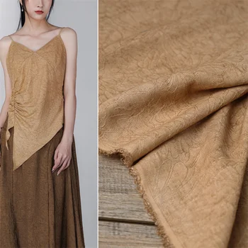 140 см x 100 см Абрикосовый верблюжий лотос хлопок лен жареная жаккардовая ткань ретро литературная рубашка брюки платье модная дизайнерская ткань