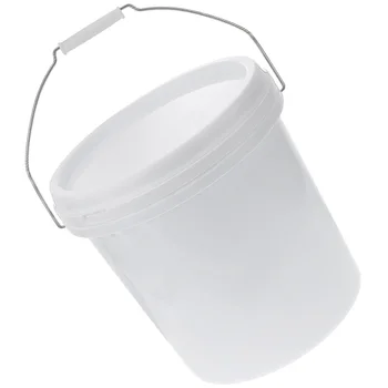 2 / 1шт Белое пластиковое ведерко для воды с крышкой Домашнее маленькое пластиковое ведерко с крышкой портативное # j