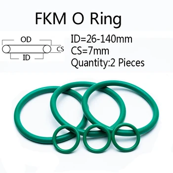 2 шт. Зеленое уплотнительное кольцо FKM CS 7 мм ID 26-140 мм Уплотнительное кольцо из фторкаучука с термостойким механическим уплотнением