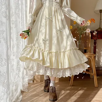 2022 Бархатная юбка трапециевидной формы с оборками в винтажном стиле Хепберн Абрикосового цвета, женская Бесплатная доставка