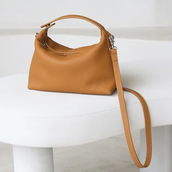 2023 Новая брендовая сумка Bento Bag из натуральной кожи, сумка из воловьей кожи, однотонная женская сумка через плечо, модная женская сумка
