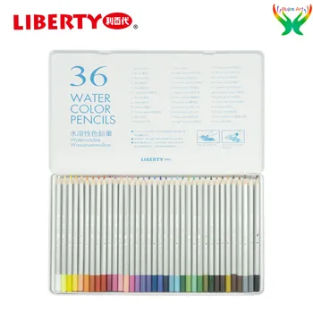 36 водорастворимых цветных карандашей LIBERTY drawing ручная роспись, каракули, эскиз ярким цветным карандашом для начинающих студентов, железная коробка