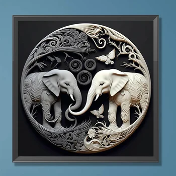 5D DIY полная круглая дрель алмазная живопись набор для украшения дома с изображением слона