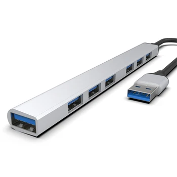 7 портов концентратор Type-C USB 3.0 расширитель-разветвитель Высокоскоростной OTG адаптер док-станция для портативных ПК Жесткий диск Мышь клавиатура