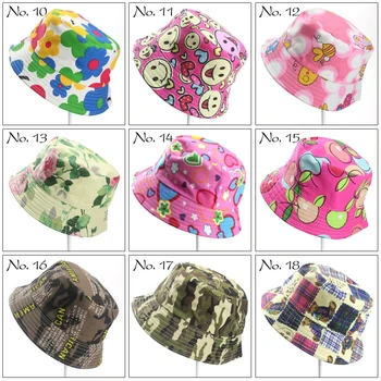 DHL 200шт 46 цветов Для маленьких мальчиков и девочек, Шляпы-ведерки с цветочным узором, Солнцезащитный шлем, кепка на 1-4 года
