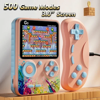 G5 Портативные Ретро Видеоигры Детские Подарки Классические Игровые Автоматы Macaron, Соответствующие Цвету Двойного Геймпада С ЖК-экраном 500 + Режимов