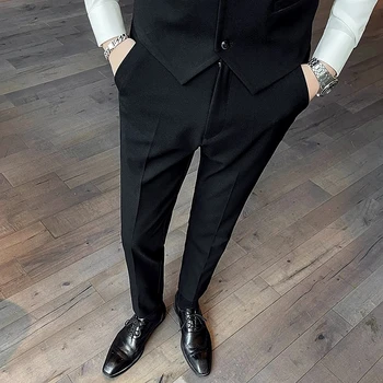 Gwenhwyfar, высококачественные черные мужские костюмные брюки, модные брендовые мужские брюки, брюки оверсайз 28-44.