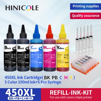HINICOLE Universal Ink + PGI-450 CLI-451 Многоразовый Чернильный Картридж Для Canon PIXMA MG5440 MG5540 MG5640 MG6440 IP7240 MX924