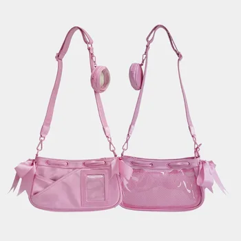 Ita Bag 2024, Новые элегантные сумки через плечо с лентой для женщин, прозрачная сумка через плечо с милым бантом, атласные сумки Bolsos Mujer Сумка