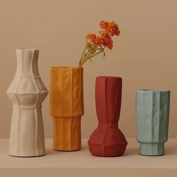 Nordic creative ins керамические вазы для сушеных цветов гостиная Morandi цветная ваза для сушеных цветов декоративные украшения для дома