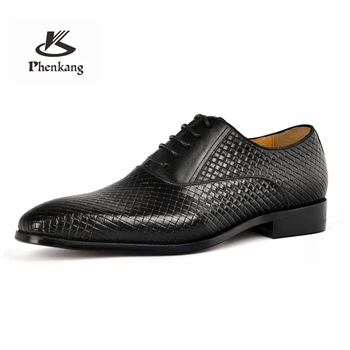 Phenkang/ Мужская обувь из натуральной коровьей кожи, Черная Весенняя Роскошная Брендовая Элегантная Дизайнерская Свадебная обувь для невесты, мужские мокасины 2022 г.