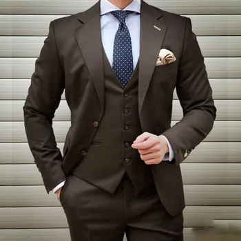 Высококачественный мужской костюм из 3 предметов, повседневные однобортные приталенные костюмы, вечерние деловые вечерние свадебные платья, комплект мужского костюма