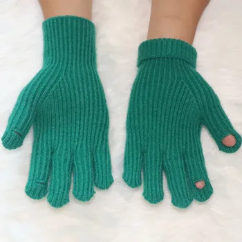 Вязаные перчатки с сенсорным экраном Y2k, Женские Зимние Перчатки, теплые перчатки для верховой езды, Однотонные Пушистые Рабочие перчатки, варежки Harajuku Kawaii