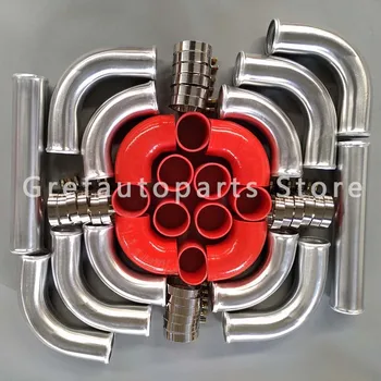 Горячая распродажа Для универсального алюминиевого интеркулера диаметром 2,25 дюйма/57 мм с турбонаддувом + красный шланг + комплекты Т-образных зажимов 12шт