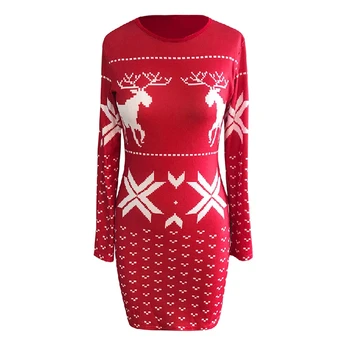 Горячее новое платье-свитер 2023, женская рождественская одежда, Повседневное трикотажное мини-платье с буквенным принтом, женское осеннее Красивое и сексуальное