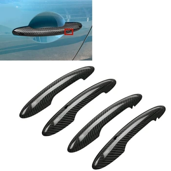 Для MINI Cooper F55 F60 2014-2020 Дверные ручки черного цвета с отверстиями из углеродного волокна