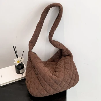 Женская сумка подмышками, стильная вельветовая стеганая сумка через плечо, модная сумка, модная рабочая сумка, ретро Классический кошелек, однотонная сумка