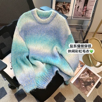 Женский свитер в корейском стиле, нишевый дизайн, нежная цветущая верхняя одежда с длинными рукавами, осень и зима 2023, новый трикотаж