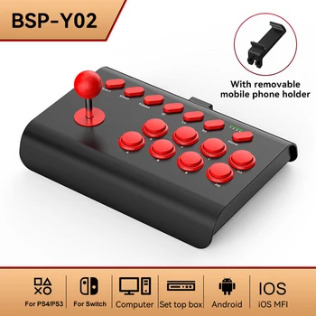 Игровой джойстик с проводным подключением по USB, качалка для аркадной игровой консоли, функция макросъемки / ТУРБО для PS3 / PS4 / Switch / Android / iOS