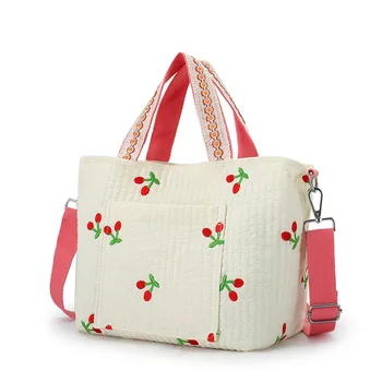 Корейский органайзер для детских подгузников, многофункциональная сумка через плечо с вишневым принтом, сумка для мамы, дорожная сумка для кормления.