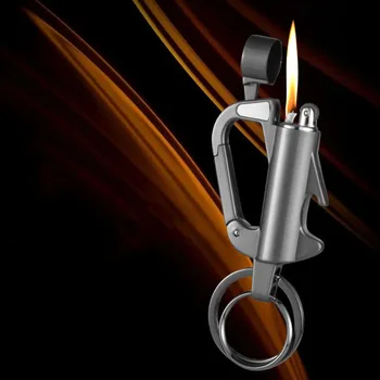 Креативный металлический многофункциональный брелок для ключей, керосиновая зажигалка, открывалка для бутылок, брелок для ключей, встроенный масляный бак, аксессуары для сигарет