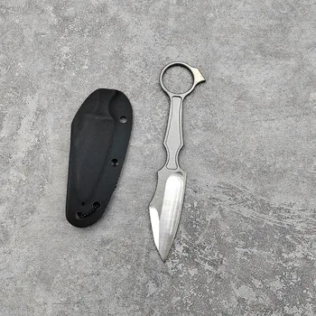 Маленький прямой охотничий инструмент EDC для выживания на открытом воздухе из стали D2, походный кухонный нож с фиксированным лезвием в ножнах KYDEX