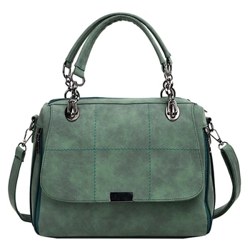Матовая женская сумка скраб женщин сумки на плечо большой емкости матча зеленый PU кожа Леди сумки Бостон сумка для путешествий