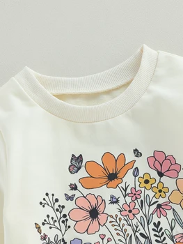 Милая Толстовка с длинными рукавами И Цветочным принтом для Маленьких девочек - Очаровательные Осенние Пуловеры для стильных малышей