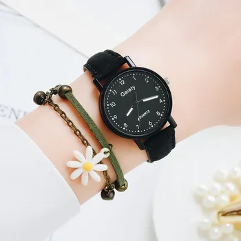 Модные брендовые часы для женщин, простой браслет с арабскими цифрами, Кожаное женское платье, кварцевые часы, женские часы Relogio Feminino