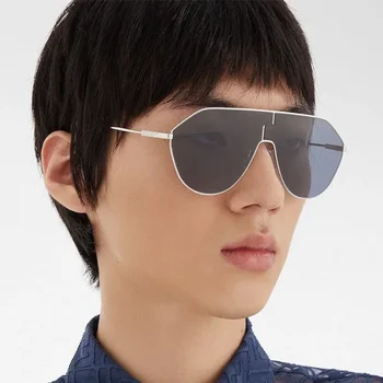 Модные женские солнцезащитные очки большого размера с квадратными вставками на открытом воздухе 2024 года, звездный стиль, тренд без полей, женские солнцезащитные очки T-stage