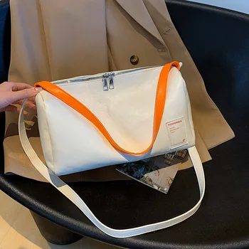 Модные сумки через плечо для женщин, однотонная сумка из искусственной кожи, сумка-тоут
