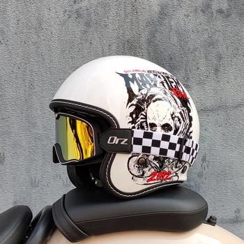 Мотоциклетный шлем ORZ для мужчин и женщин сертификация 3C 3/4 шлем ретро полушлем мотоциклетный для поездок на работу в любое время года