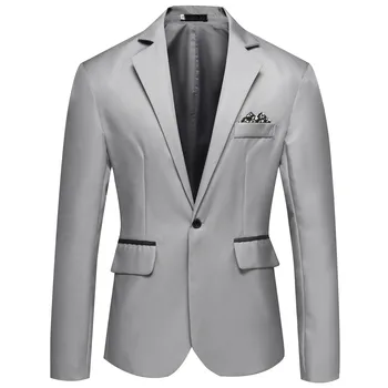 Мужской новый приталенный строгий деловой костюм, пальто с лацканами на одной пуговице, карманы с длинным рукавом, топ, Свадебный повседневный мужской костюм, пальто 2023 года, ансамбли