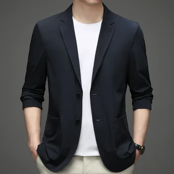 Мужской пиджак из L-шерстяной ткани, весенняя приталенная корейская версия модного делового повседневного маленького костюма, пиджак