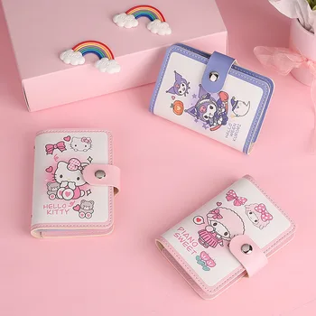 Мультяшный держатель кредитной карты Kawaii Hello Kitty Kuromi Карман для банковских карт большой емкости из искусственной кожи, футляр для карт, Портмоне для монет, кошелек