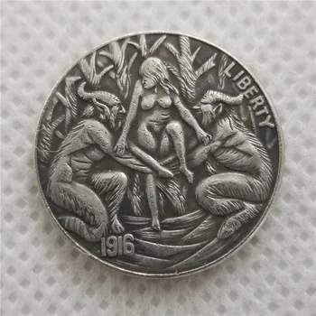 Никелевая монета Hobo_Type # 39_1916-D КОПИЯ никелевой монеты BUFFALO 
