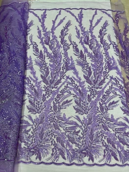 Новая Африканская тяжелая Высококачественная тюлевая кружевная ткань с блестками, Африканская роскошная ткань ручной работы из бисера Для женщин, свадебных платьев