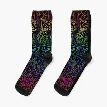 Носки Dice Pattern D20 Rainbow, походные забавные носки, компрессионные женские носки, мужские носки