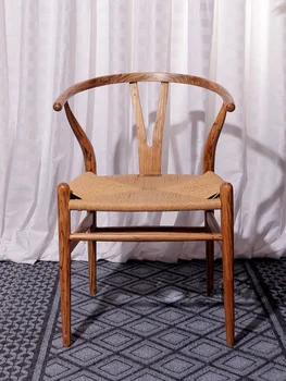 Обеденный стул из массива дерева Nordic Y-образный стул со спинкой, рабочий стул, кофейное кресло с круглой спинкой, современный стул для отдыха с выдвижными косточками