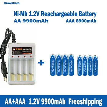 Оптовые продажи никель-водородных аккумуляторных батарей AA + AAA1.2V, микрофонов KTV большой емкости 9900 мАч и игрушечных батареек + зарядных устройств