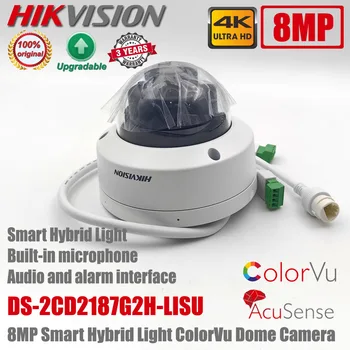 Оригинальная Купольная камера Hikvision DS-2CD2187G2H-LISU 8MP 4K POE WDR IP67 IK10 со Встроенным микрофоном Smart Hybrid Light ColorVu AcuSense