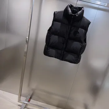 Осенне-зимнее женское пальто 2023, новое черное с вышивкой, со стоячим вырезом и двойным карманом, свободный жилет из гагачьего пуха в форме буквы 