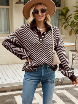 осень 2023 г. шерстяной свитер Женская одежда трикотаж Пуловер с длинными рукавами И круглым вырезом
