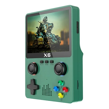 Портативный портативный игровой плеер X6 с 3,5-дюймовым IPS-экраном, 11 симуляторов, игровая приставка GBA, подарки для детей, прочный зеленый цвет