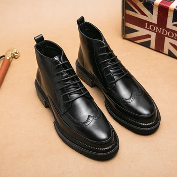 Рабочая обувь на платформе в британском стиле, мужские ботинки с перфорацией типа 