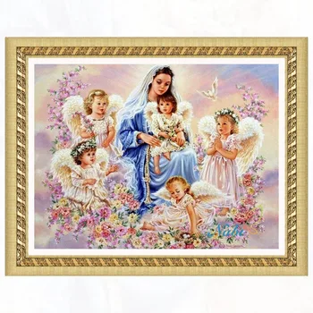 религия ангел фея Круглая алмазная мозаика картина алмазная вышивка крестиком - 3d diy набор иконок из бисера 869CC