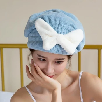 Сверхпоглощающее полотенце для волос Extrame, Мягкие быстросохнущие полотенца для волос, тюрбан, шапочка для душа с бантиком, шапочка для душа для девочек/женщин